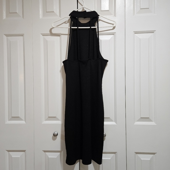 TOPSHOP Black High Neck Sleeveless Dress with Cut Out Back Size 10 - Picture 5 of 11